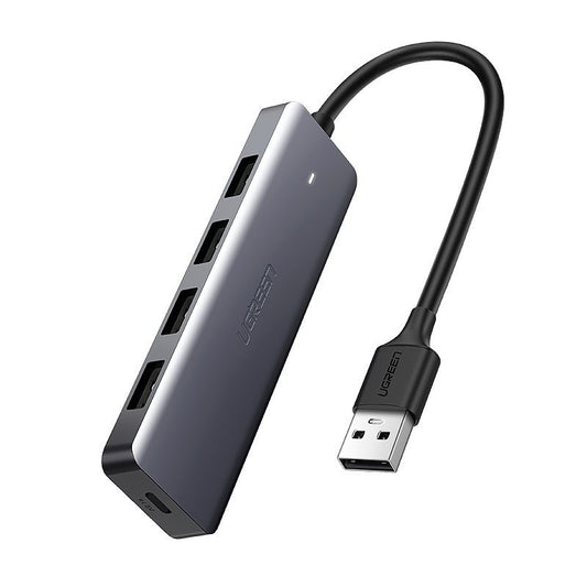 UGREEN CM219 USB-hubi, 4 x USB-A 3.0 - 1 x USB-C, Harmaa