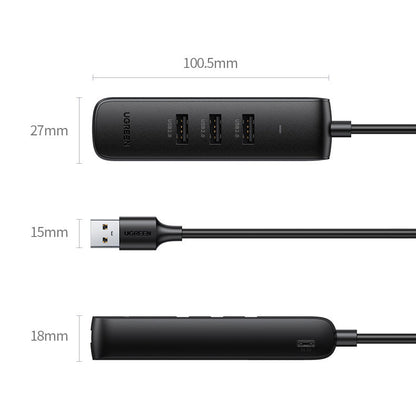 Hub USB UGREEN CM416, 4 x USB-A 3.0, 1m, Musta