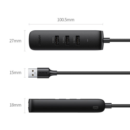 Hub USB UGREEN CM416, 4 x USB-A 3.0, 1m, Musta