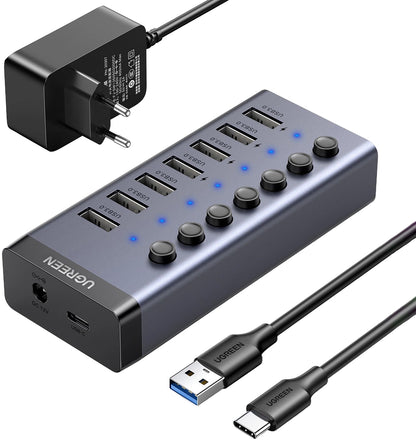 USB-hubi UGREEN CM481, 7 x USB-A 3.0, Harmaa