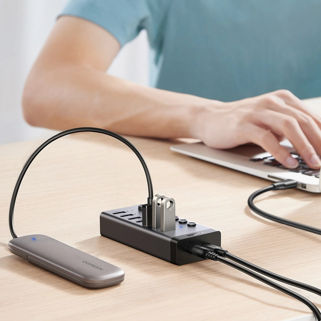USB-hubi UGREEN CM481, 7 x USB-A 3.0, Harmaa