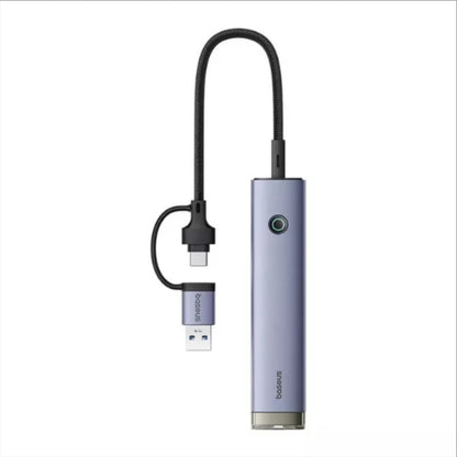 USB / USB-C -hubi Baseus UltraJoy, 3 x USB-A 3.0 - 1 x USB-C - 1 x RJ45, Harmaa B0005280B811-14