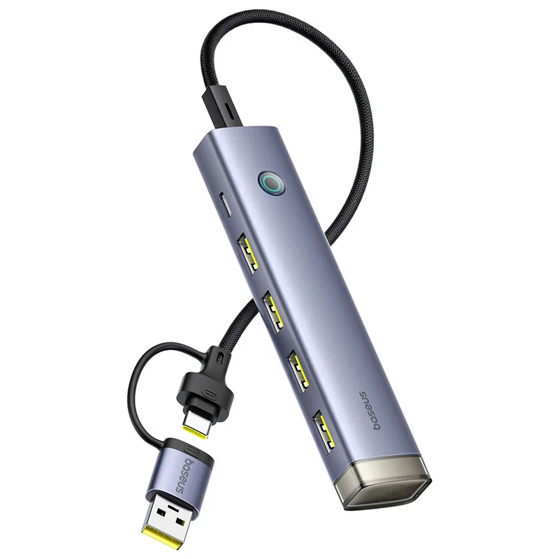 Hub USB / USB-C Baseus UltraJoy, 4 x USB-A 3.2 - 1 x USB-C, Harmaa B0005280B811-15