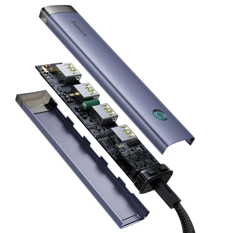 Hub USB / USB-C Baseus UltraJoy, 4 x USB-A 3.2 - 1 x USB-C, Harmaa B0005280B811-15