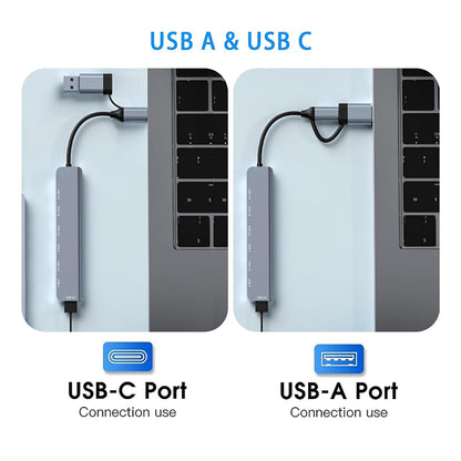 USB / USB-C -keskitin Techsuit H6 DataBridge, 7in1, Harmaa
