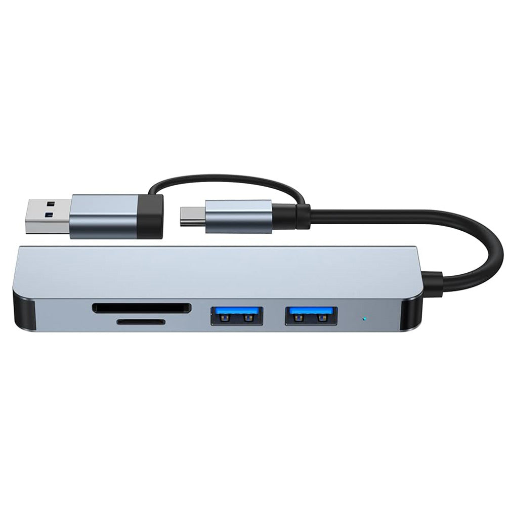 USB / USB-C -keskitin Techsuit H7 DataBridge, 5in1, Harmaa