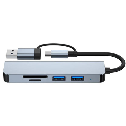 USB / USB-C -keskitin Techsuit H7 DataBridge, 5in1, Harmaa