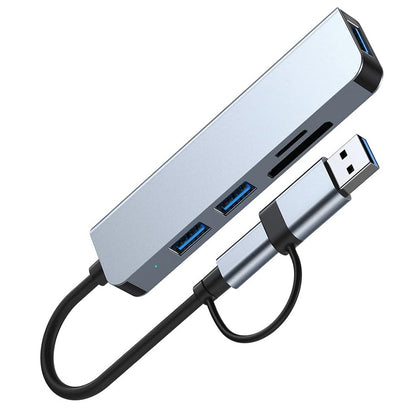 USB / USB-C -keskitin Techsuit H7 DataBridge, 5in1, Harmaa