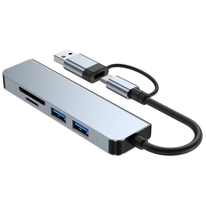 USB / USB-C -keskitin Techsuit H7 DataBridge, 5in1, Harmaa