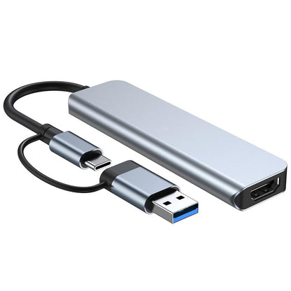 USB / USB-C -keskitin Techsuit H7 DataBridge, 5in1, Harmaa