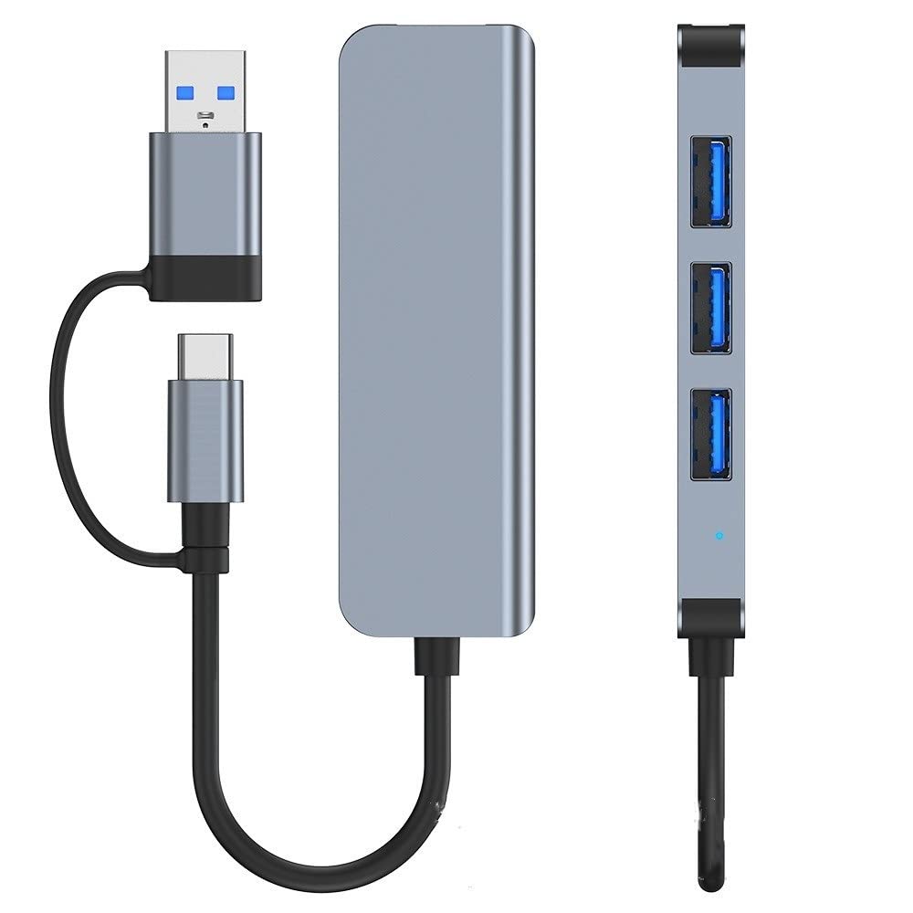 USB / USB-C Techsuit H8 DataBridge, 4in1, Harmaa