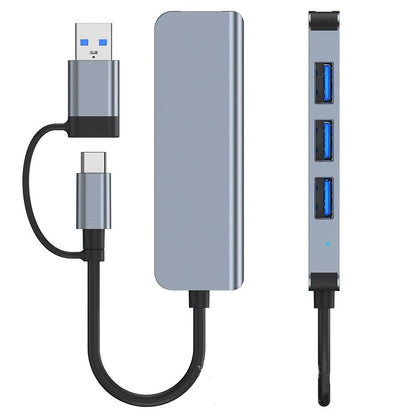 USB / USB-C Techsuit H8 DataBridge, 4in1, Harmaa
