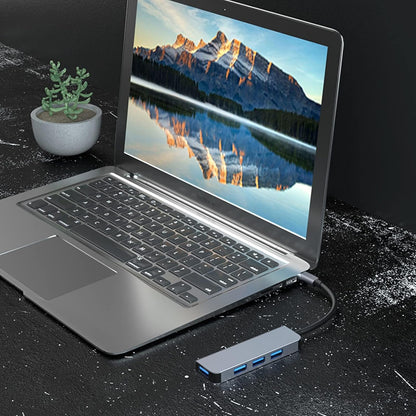 USB / USB-C Techsuit H8 DataBridge, 4in1, Harmaa