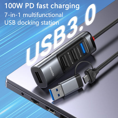 USB / USB-C -keskitin Yesido HB20, 5in1, Harmaa