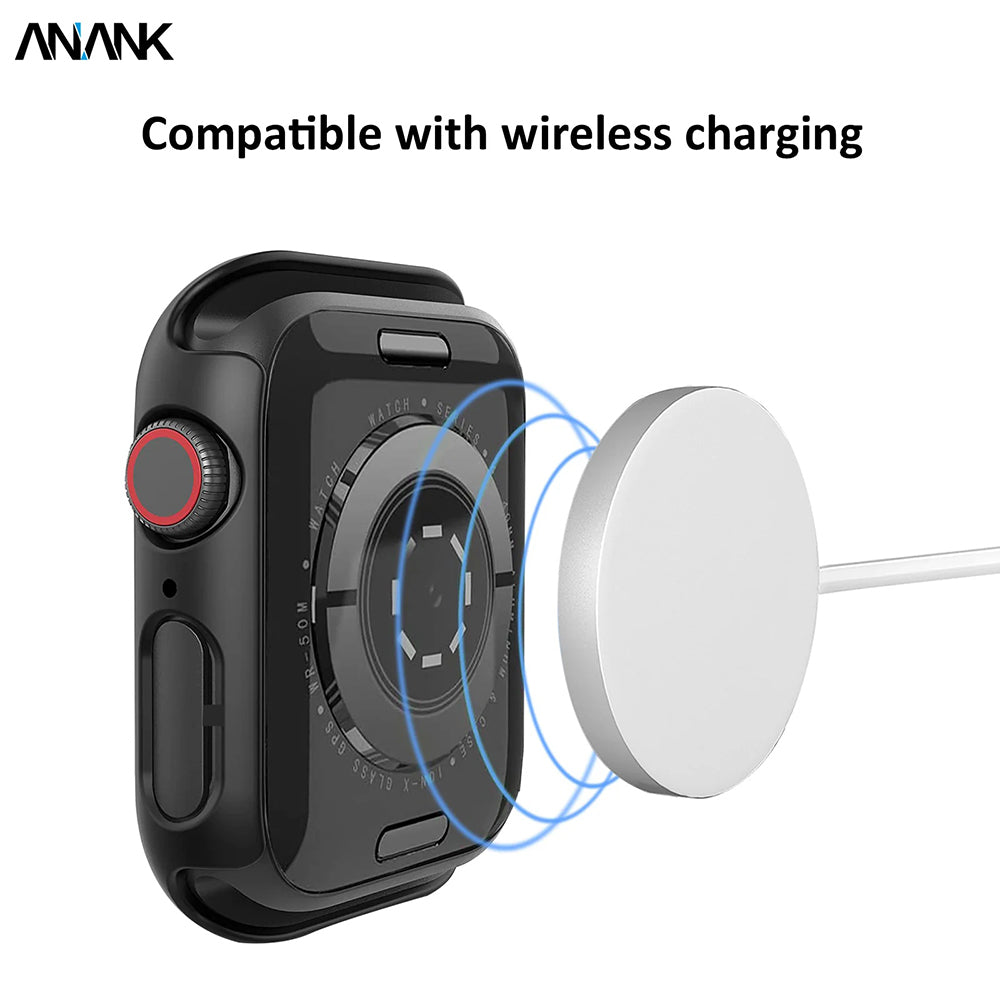 Anank Screen Guard -kuori Apple Watch Series 7 41mm:lle, Musta