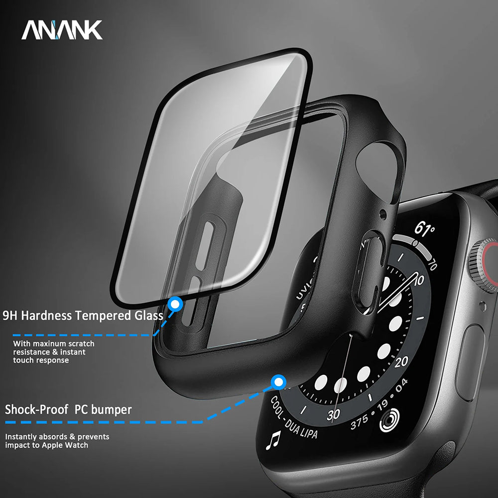 Anank Screen Guard -kuori Apple Watch Series 7 41mm:lle, Musta