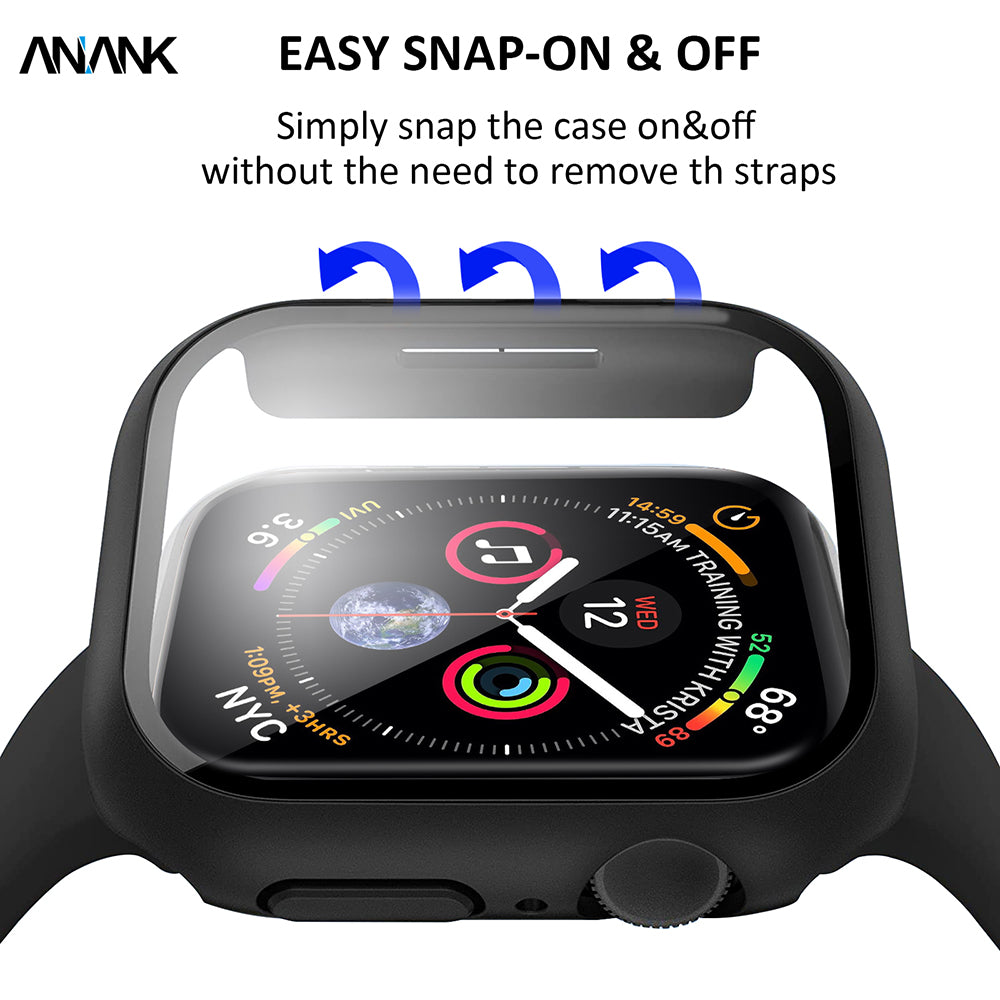 Anank Screen Guard -kuori Apple Watch Series 7 45 mm:lle, Musta