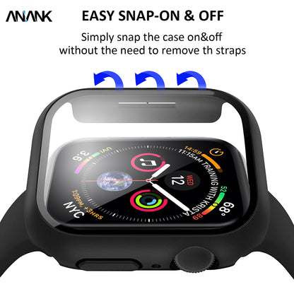Anank Screen Guard -kuori Apple Watch Series 7 45 mm:lle, Musta