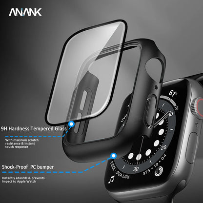 Anank Screen Guard -kuori Apple Watch Series 7 45 mm:lle, Musta