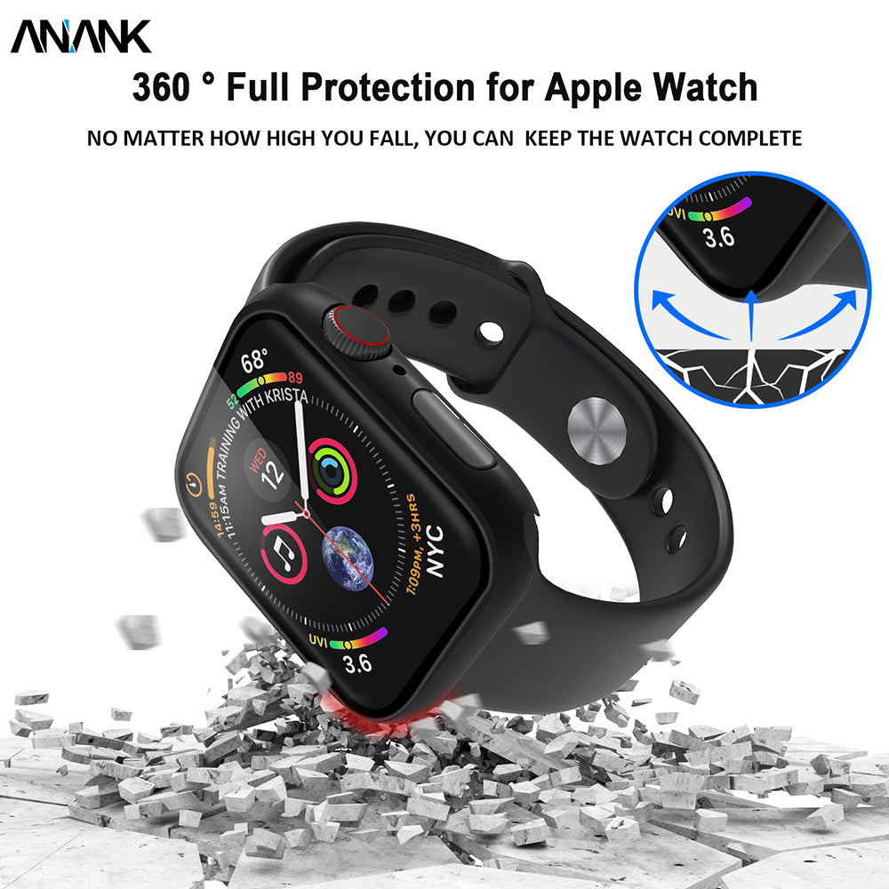 Anank Screen Guard -kuori Apple Watch Series 7 45 mm:lle, Musta