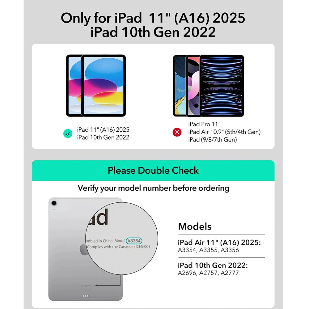 Näppäimistökotelo Apple iPadille (2025) / (2022), ESR, Rebound, Harmaa