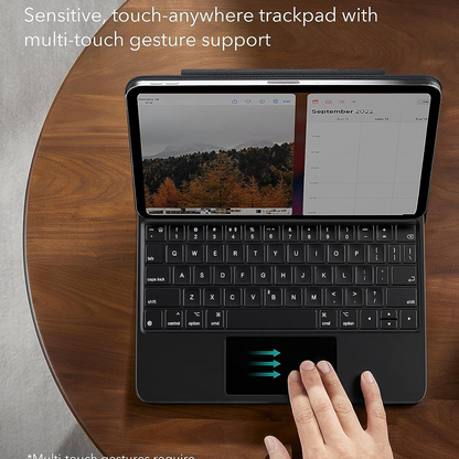 Näppäimistökotelo Apple iPadille (2025) / (2022), ESR, Rebound, Musta, Uudelleenpakattu