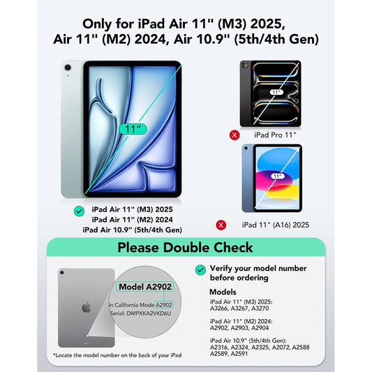 Suojakotelo näppäimistöllä Apple iPad Air 11 (2026) / iPad Air 11 (2025) / Air 11 (2024) / Air (2022) / Air (2020), ESR, Flex, Harmaa