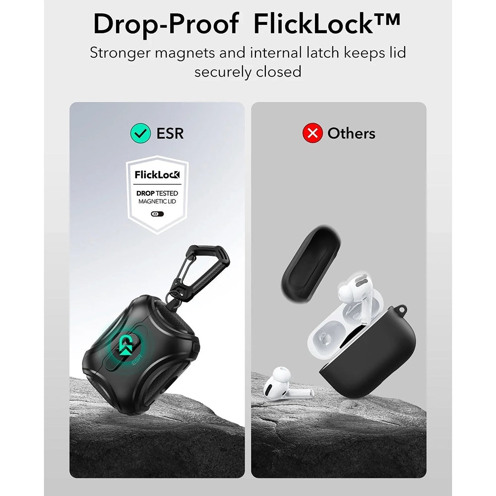 ESR Cyber FlickLock -kotelo Apple AirPods Pro 3:lle, Musta