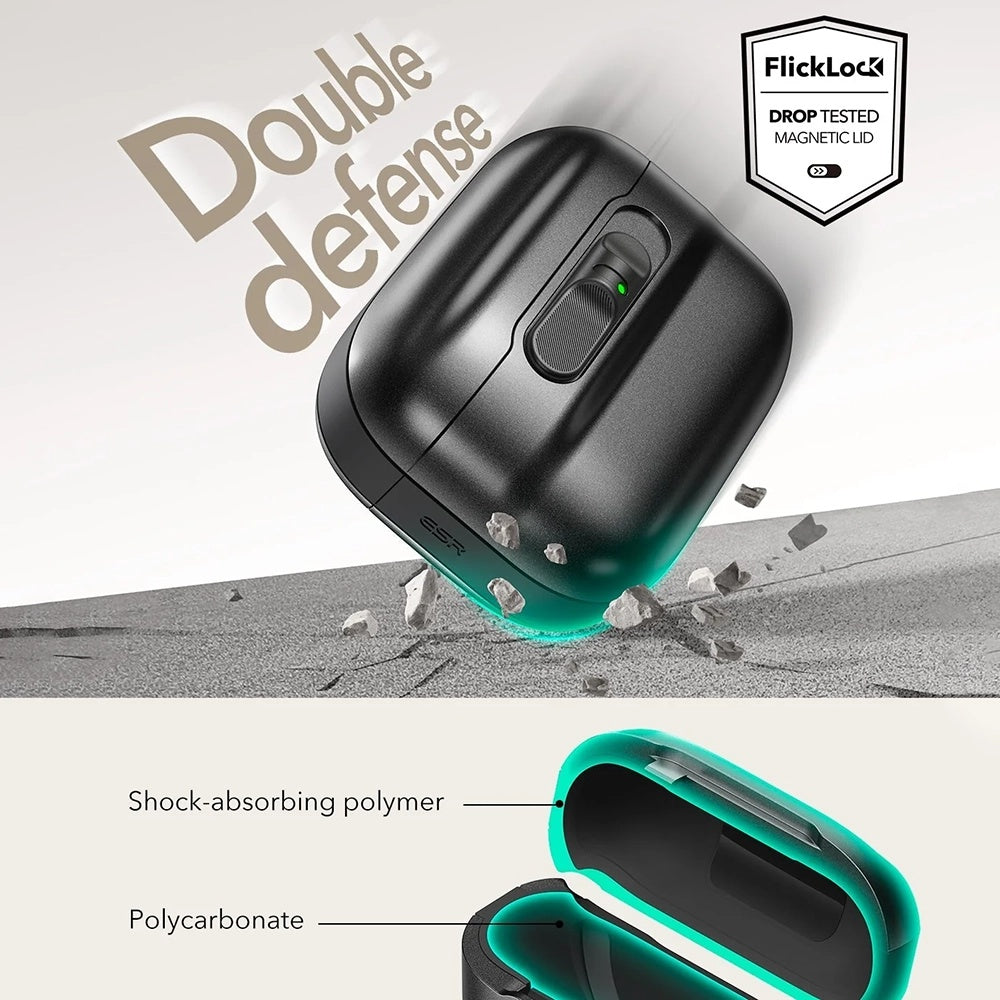 ESR Pulse Magnetic FlickLock -kotelo Apple AirPods Pro 3:lle, Musta