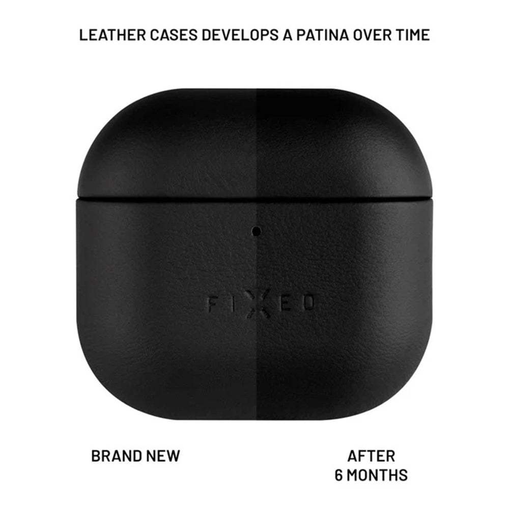 Fixed PodsLeather -kotelo Apple AirPods 4:lle, Musta