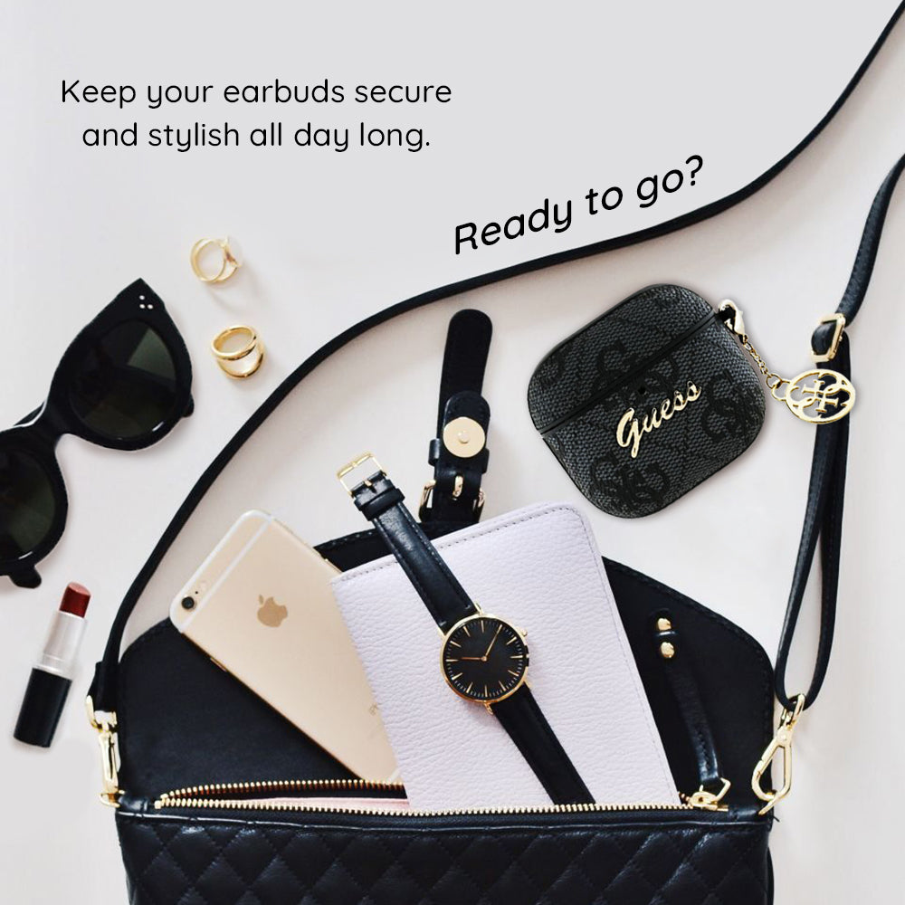 Guess 4G Charm -kotelo Apple AirPods 4:lle, Musta