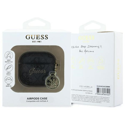 Guess 4G Charm -kotelo Apple AirPods 4:lle, Musta