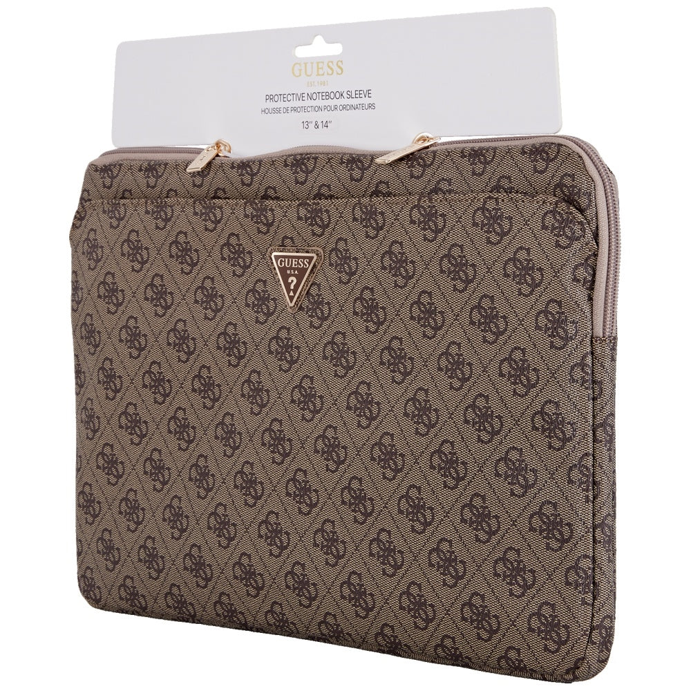 Guess 4G Triangle Logo Case for 14-inch Laptop, Brown