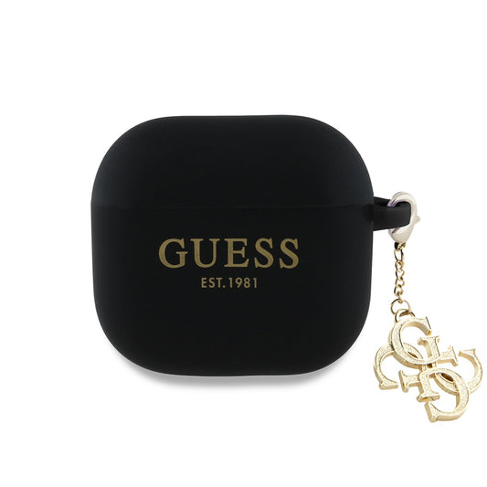 Guess W/4G Charm -kotelo Apple AirPods 4:lle, Musta