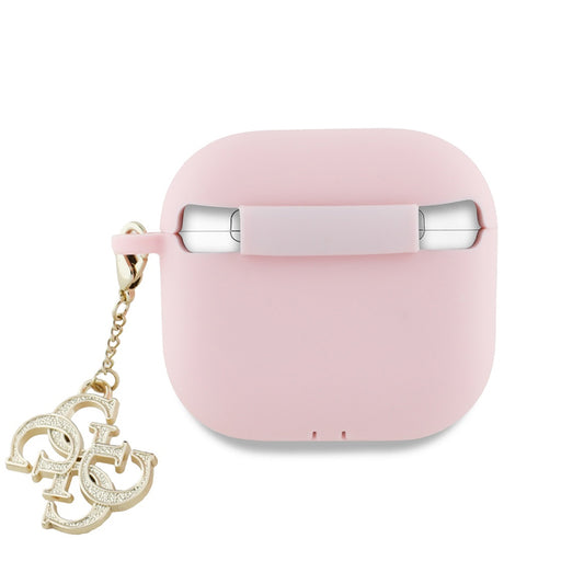 Guess W/4G Charm -kotelo Apple AirPods 4:lle, Pinkki