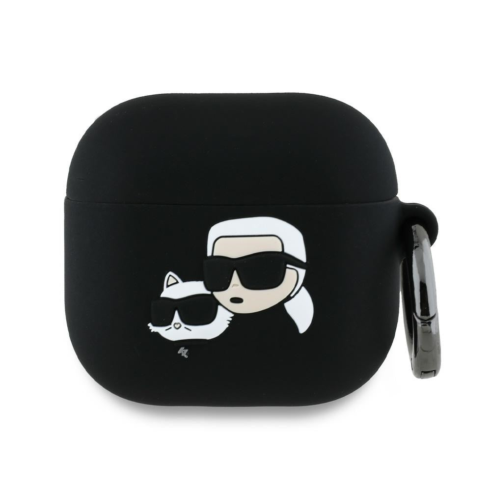 Karl Lagerfeld 3D Karl & Choupette's Heads -suojakotelo Apple AirPods 4:lle, Musta