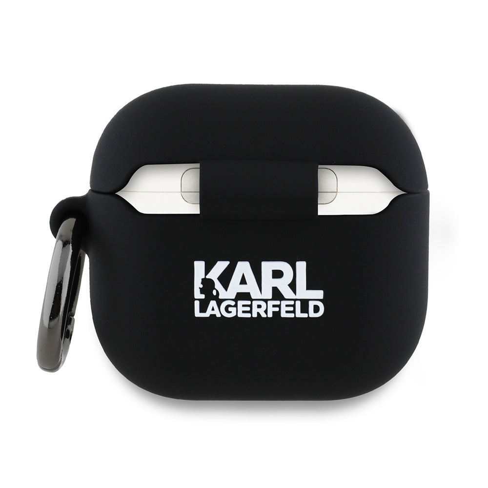 Karl Lagerfeld 3D Karl's Head -suojakotelo Apple AirPods 4:lle, Musta