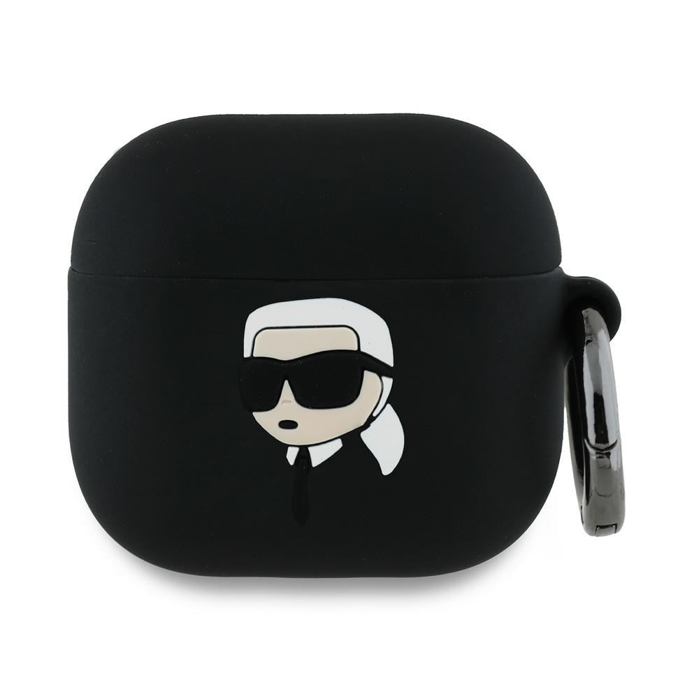 Karl Lagerfeld 3D Karl's Head -suojakotelo Apple AirPods 4:lle, Musta