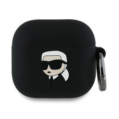 Karl Lagerfeld 3D Karl's Head -suojakotelo Apple AirPods 4:lle, Musta