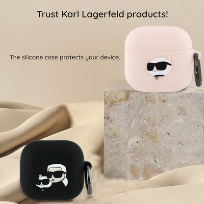 Karl Lagerfeld 3D Karl's Head -suojakotelo Apple AirPods 4:lle, Musta