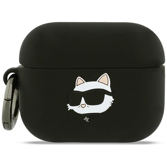 Karl Lagerfeld Silicone Choupette's Head 3D -suojakotelo Apple AirPods Pro 3:lle, Musta