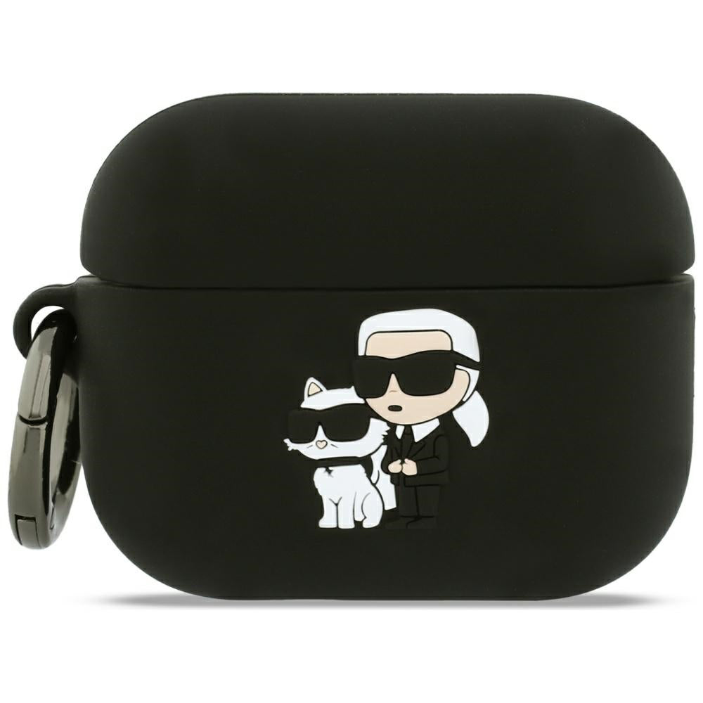 Karl Lagerfeld Silicone Karl & Choupette 3D -suojakotelo Apple AirPods Pro 3:lle, Musta