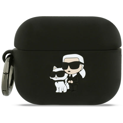 Karl Lagerfeld Silicone Karl & Choupette 3D -suojakotelo Apple AirPods Pro 3:lle, Musta