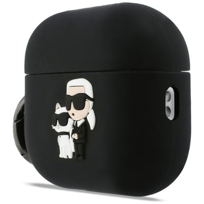Karl Lagerfeld Silicone Karl & Choupette 3D -suojakotelo Apple AirPods Pro 3:lle, Musta