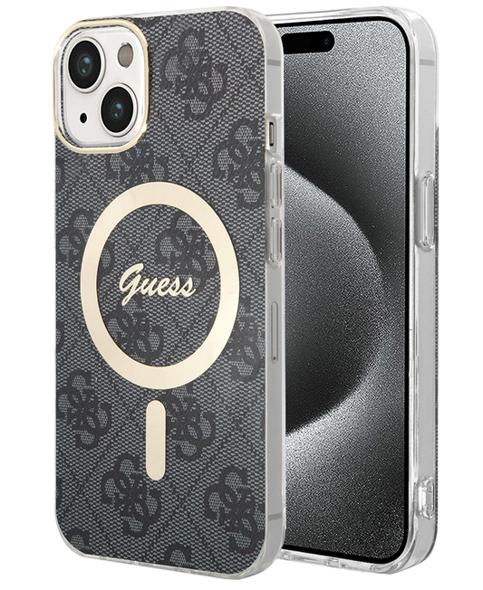 MagSafe-kotelo Apple iPhone 15:lle, Guess, 4G IML, Musta GUHMP15SH4STK