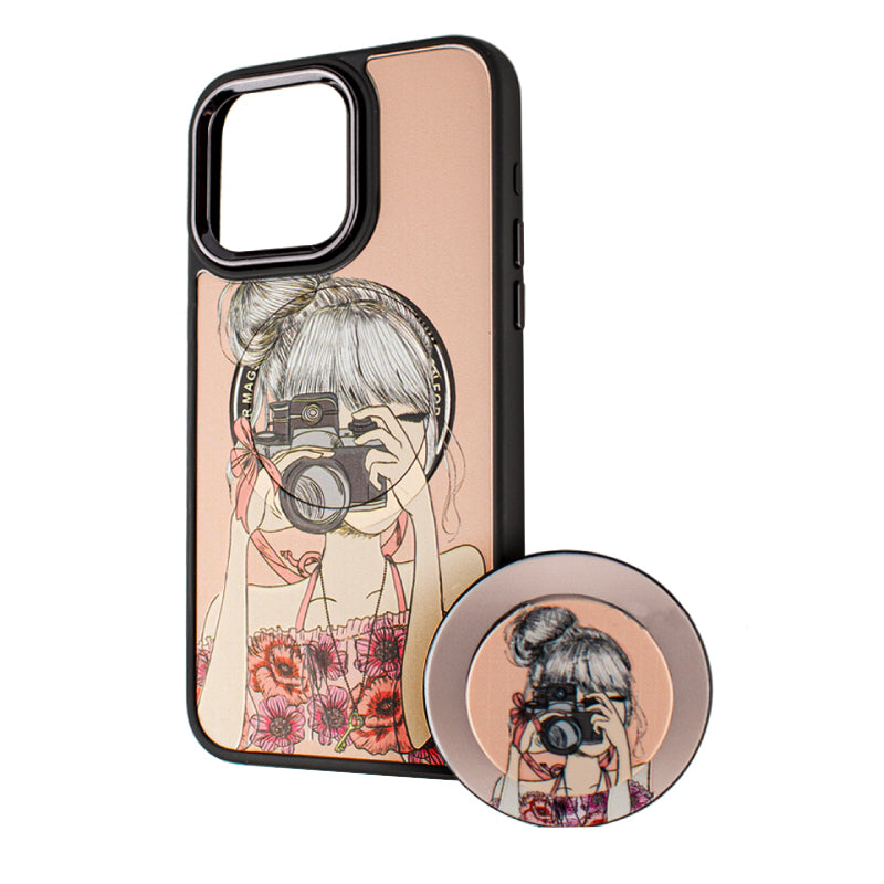 MagSafe-kuori Apple iPhone 14 Pro:lle, BOTER, MagPopsocket Photo Girl, Monivärinen