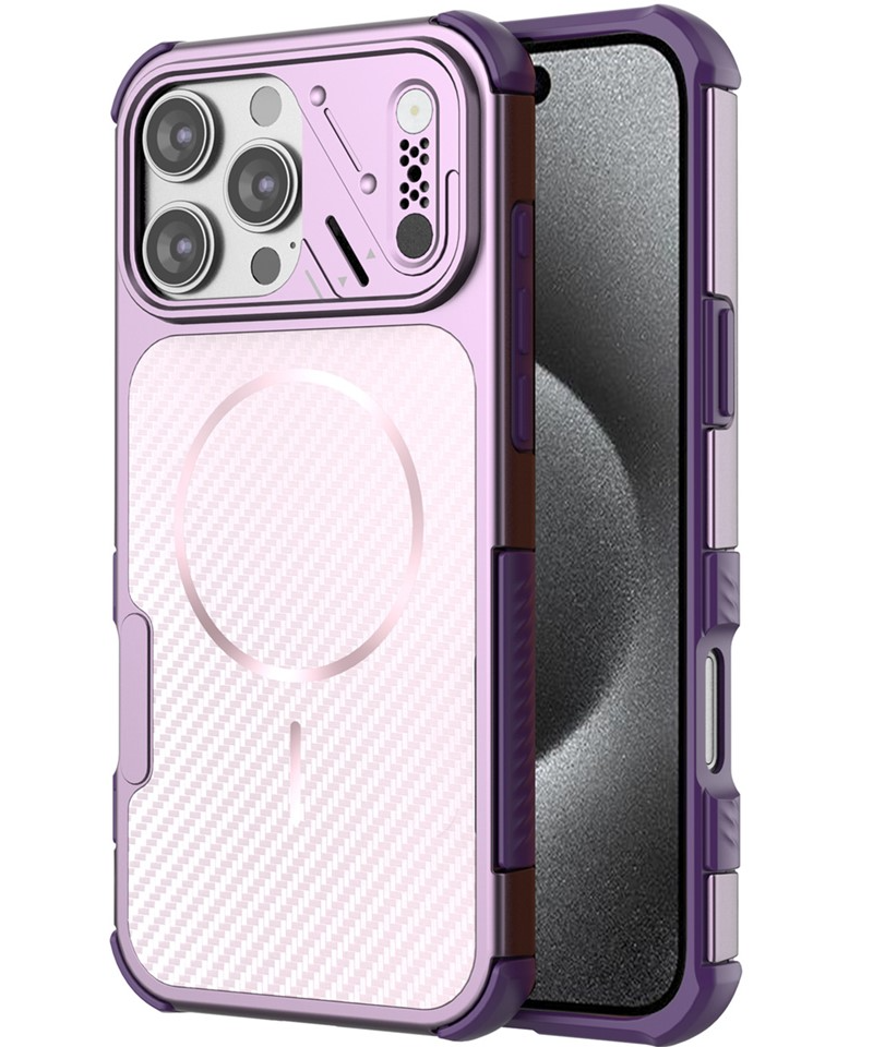 MagSafe-kuori Apple iPhone 16 Prolle, OEM, hiilikuitu ja kulmasuoja, violetti