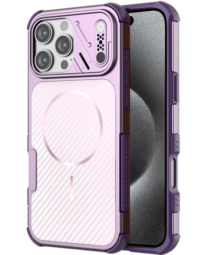 MagSafe-kuori Apple iPhone 16 Prolle, OEM, hiilikuitu ja kulmasuoja, violetti