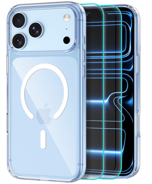MagSafe-kuori Apple iPhone 18 Pro / 17 Pro:lle, Tech-Protect, Flexair Hybrid näytönsuojalla, läpinäkyvä