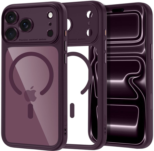 MagSafe-kuori Apple iPhone 18 Pro Max / 17 Pro Max, Tech-Protect, MagPeak CC, Läpinäkyvä viininpunainen